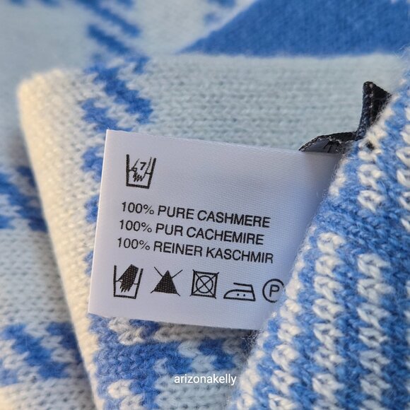 NWOT Hawico Cashmere Double Knit Blue & White Plaid Luxury Scottish Cashmere - Picture 9 of 13